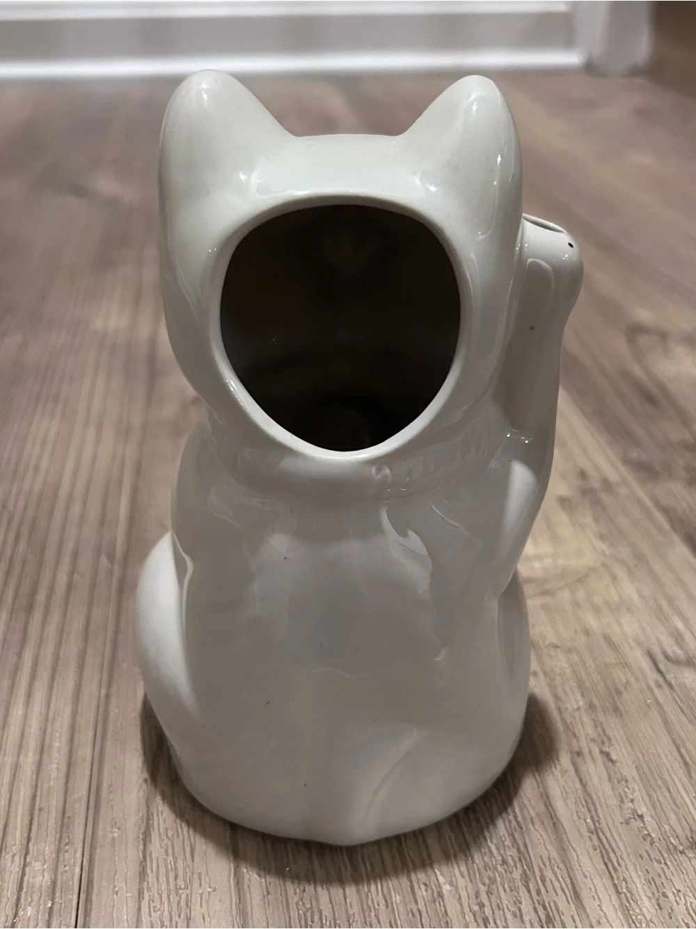 Vintage Benihana Maneki Neko Ceramic Lucky Cat Glass Tiki Cup W/ Straw Hole